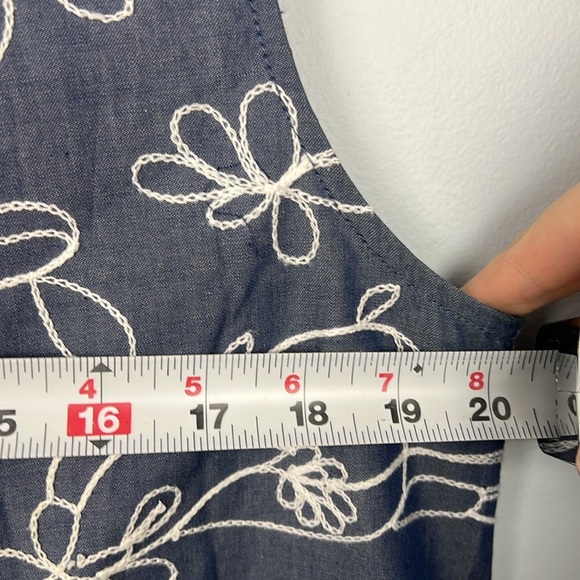 Sahalie large embroidered sleeveless collared a-line women’s dress 100% cotton - Picture 5 of 10